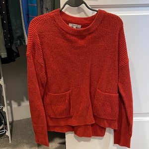 Madewell orange sweater with pockets